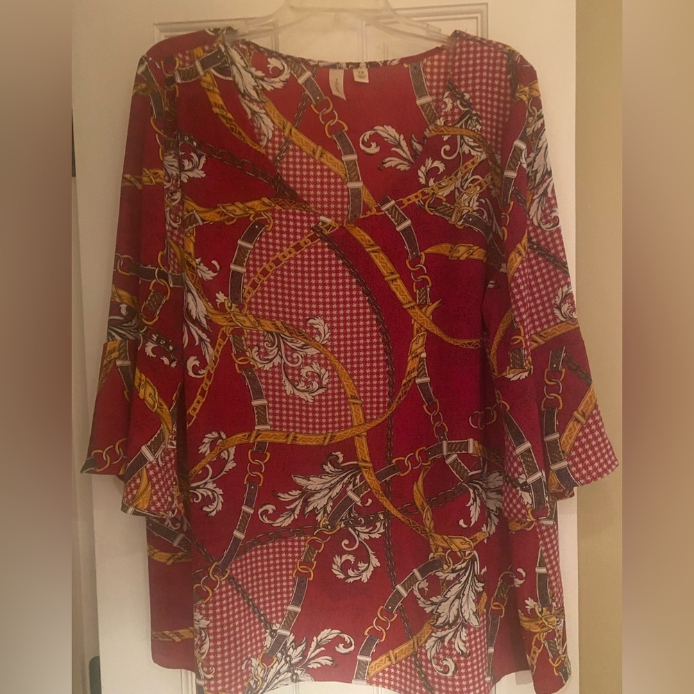 TACH Red and Gold Patterned Tunic